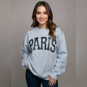 Basic Bae PARIS Round Neck Long Sleeve Air Scuba Sweatshirt. A Just Jen Fav!!